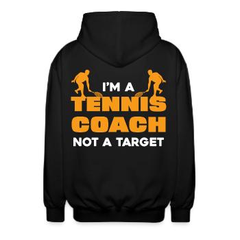 Ich bin Tenniscoach kein Ziel - Unisex Kapuzenjacke - Schwarz - Hinten - AI Model Male 185 light (185cm)