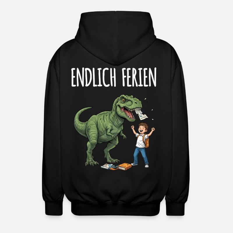 Finally holiday dino fun - Unisex Hooded Jacket - black