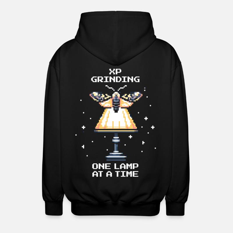 XP Grinding | Moth Gamer Saying - Unisex Hooded Jacket - black
