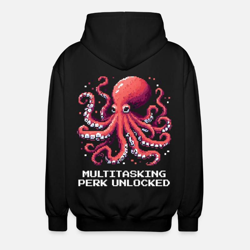 Multitasking Ability Unlocked | Octopus - Unisex Hooded Jacket - black