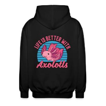 Life Is Better With Axolotls - Unisex Kapuzenjacke - Schwarz - Hinten - AI Model Male 185 light (185cm)