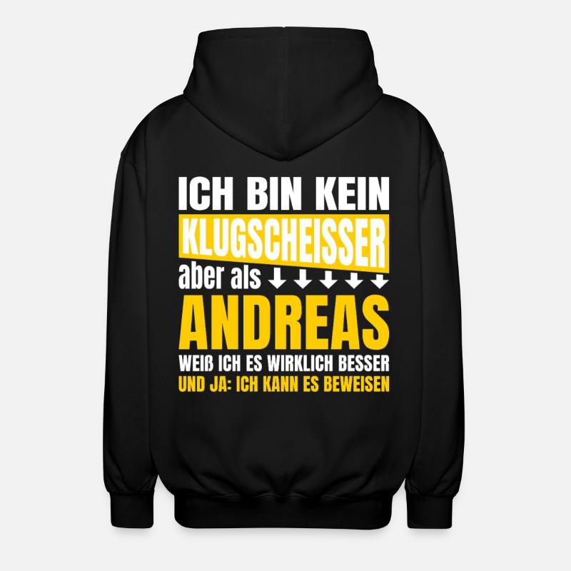 Ich bin kein Klugscheisser Andreas - Unisex Kapuzenjacke - Schwarz