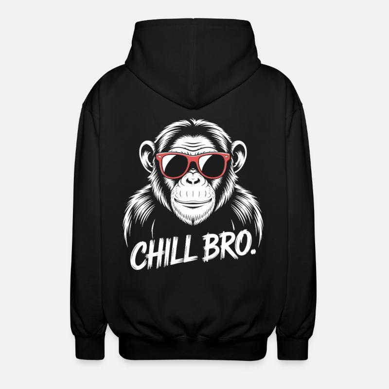 Chill Bro Affe Mit Sonnenbrille - Unisex Kapuzenjacke - Schwarz