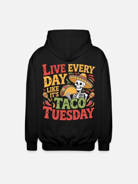 Taco Tuesday – Grappig Food Shirt voor feestjes - Uniseks zip hoodie - zwart