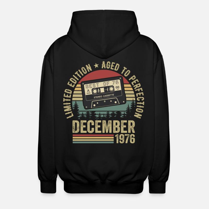 Décembre 1976 - Anniversaire Décembre 1976 - Veste à capuche unisexe - noir