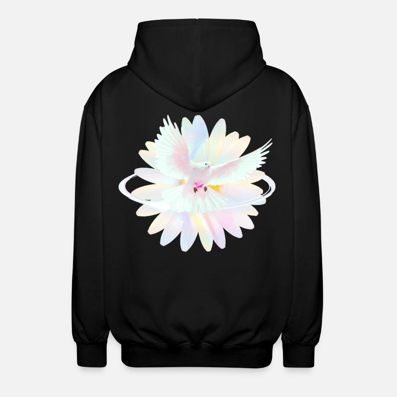 Pastel dove in rainbow light - Unisex Hooded Jacket - black