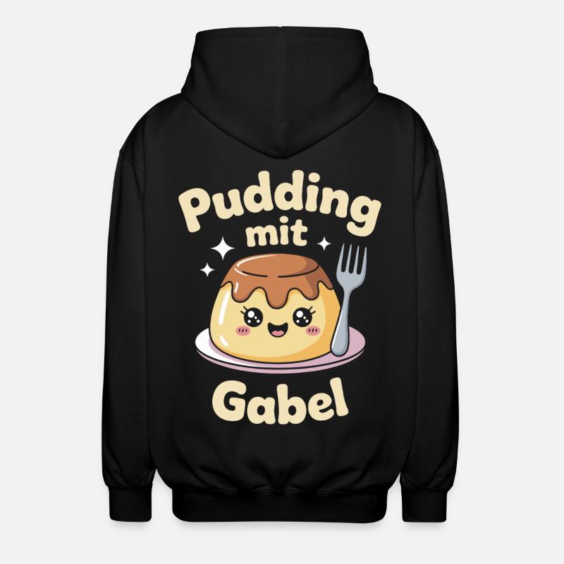 Pudding with fork - Unisex Hooded Jacket - black