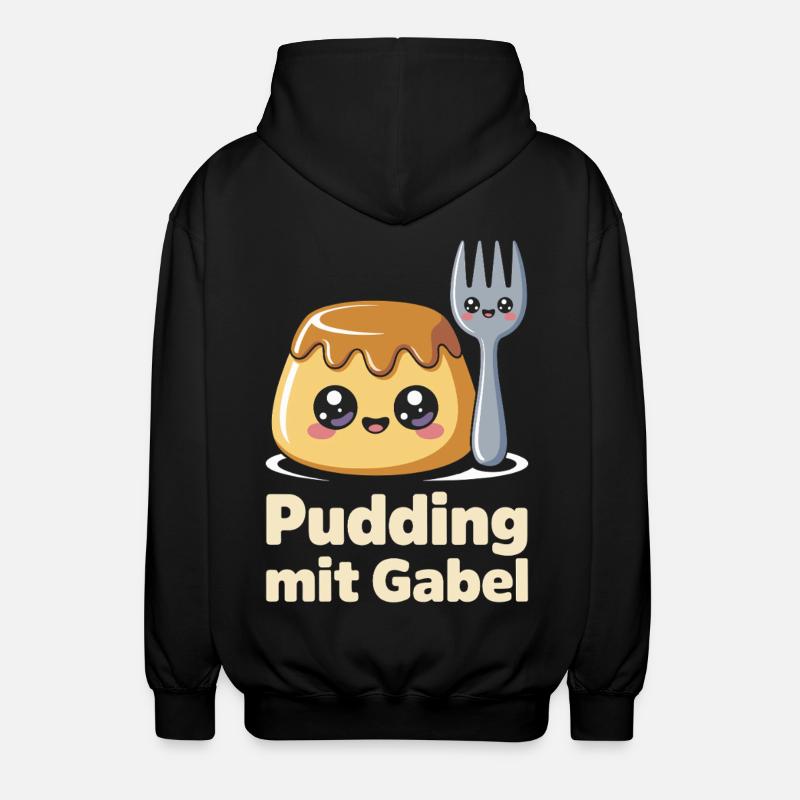 Pudding with fork - Unisex Hooded Jacket - black