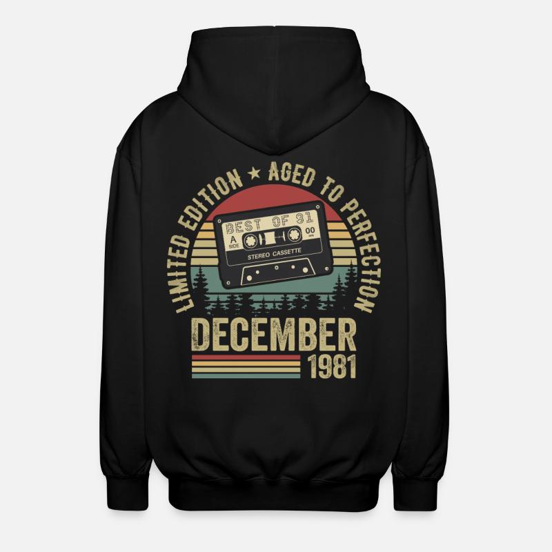 Décembre 1981 - Anniversaire Décembre 1981 - Veste à capuche unisexe - noir