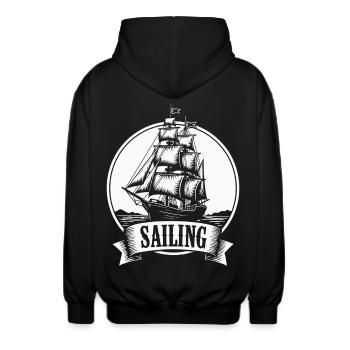 Sailing Segelschiff Maritim Ahoi - Unisex Kapuzenjacke - Schwarz - Hinten - AI Model Male 185 light (185cm)