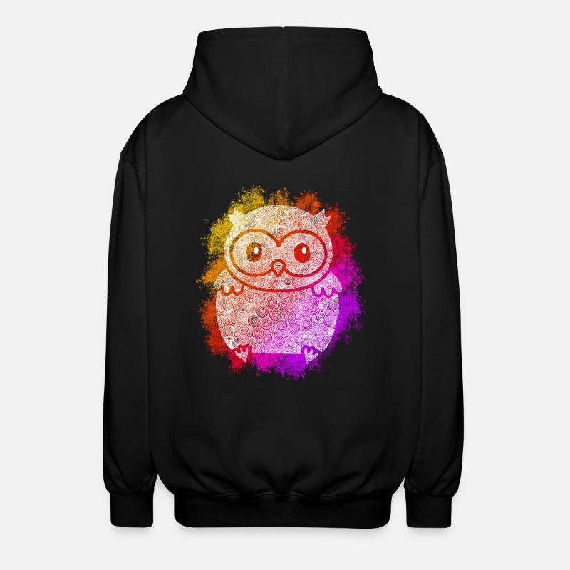 Zentangle Eule - Unisex Kapuzenjacke - Schwarz