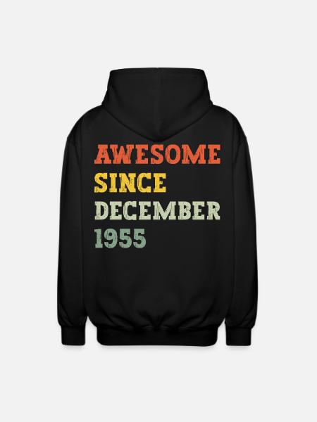 1955 December Birthday Gift - Unisex Hooded Jacket - black