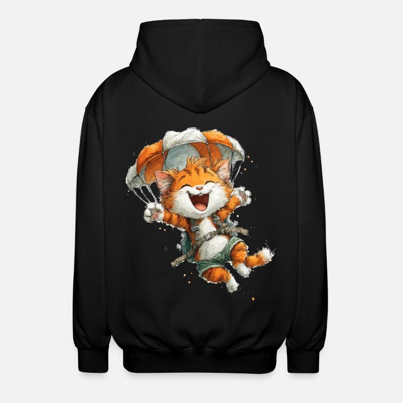 Paraglider Katze Luftabenteuer - Unisex Kapuzenjacke - Schwarz