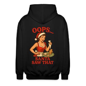 Oops Santa Saw That - Unisex Kapuzenjacke - Schwarz - Hinten - AI Model Male 185 light (185cm)