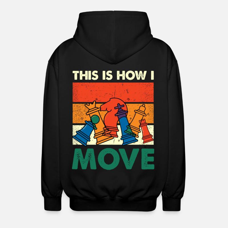 Bunte Schachfiguren Move - Unisex Kapuzenjacke - Schwarz