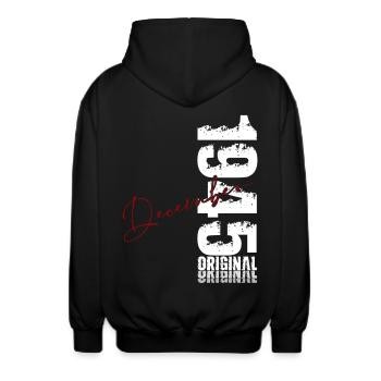 18. Geburtstag Original Dezember Jahrgang 1945 - Unisex Kapuzenjacke - Schwarz - Hinten - AI Model Male 185 light (185cm)