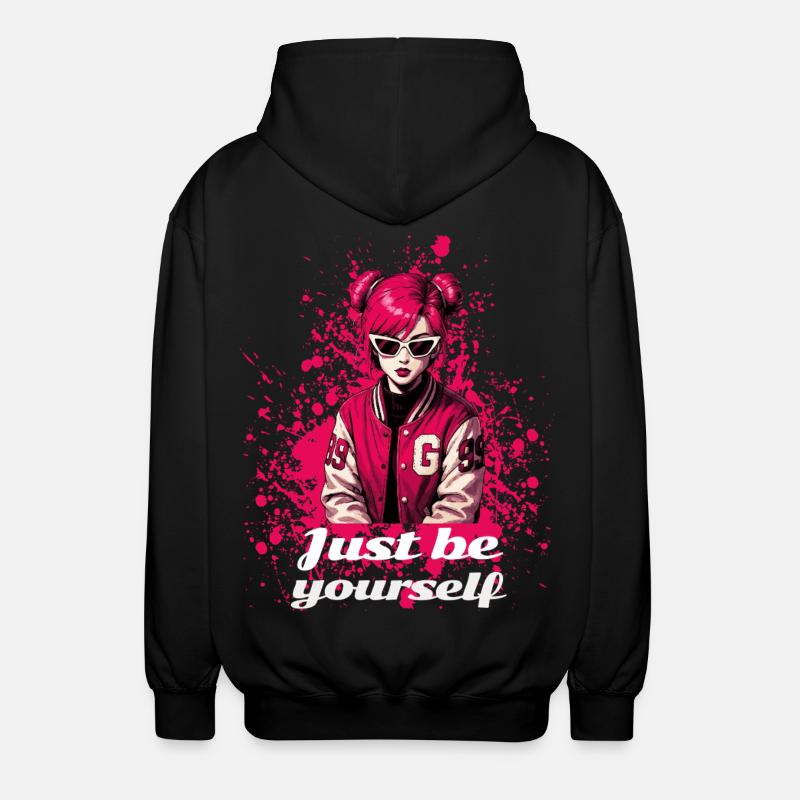 Écolière rose – Sois juste toi-même - Veste à capuche unisexe - noir