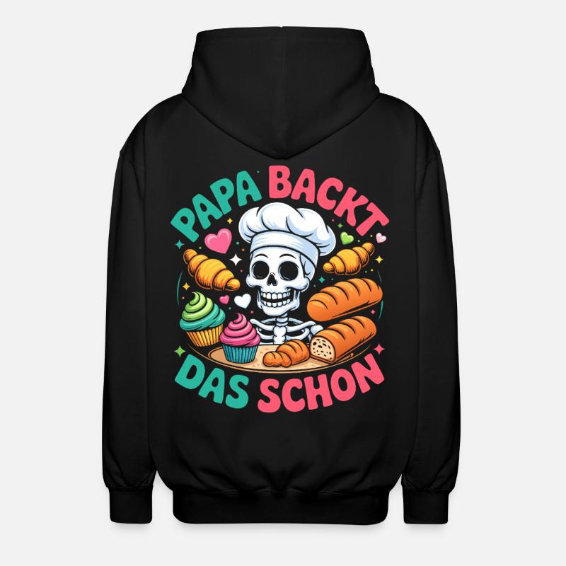 Dad's Baking Skeleton Chef - Unisex Hooded Jacket - black
