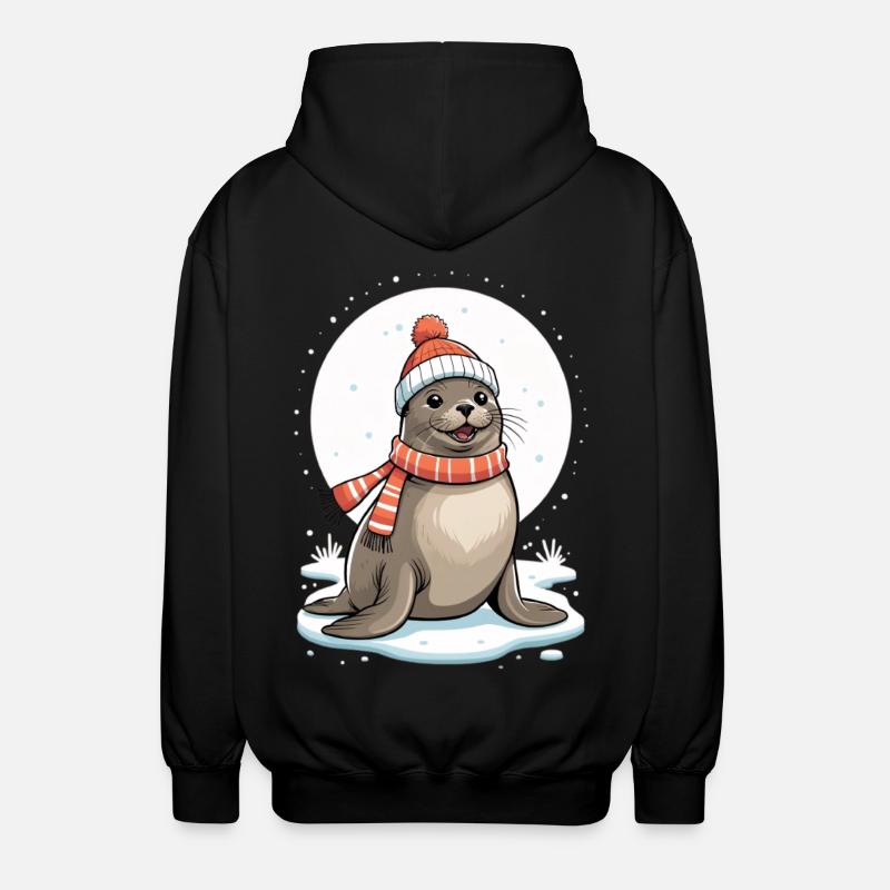 Sceau d’hiver avec écharpe - Veste à capuche unisexe - noir
