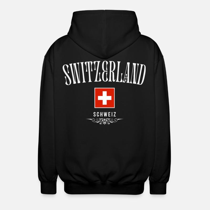 Flagge der Schweiz, Schweizer Stolz - Unisex Kapuzenjacke - Schwarz