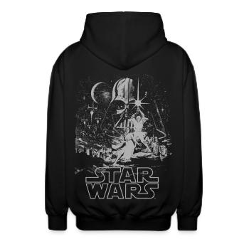 Star Wars Galaxie Mit Darth Vader Retro - Unisex Kapuzenjacke - Schwarz - Hinten - AI Model Male 185 light (185cm)