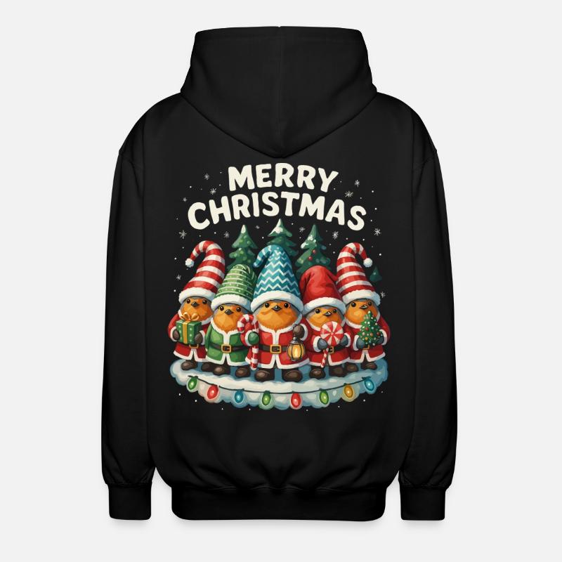 Funny Robin Christmas Gift Cute - Unisex Hooded Jacket - black
