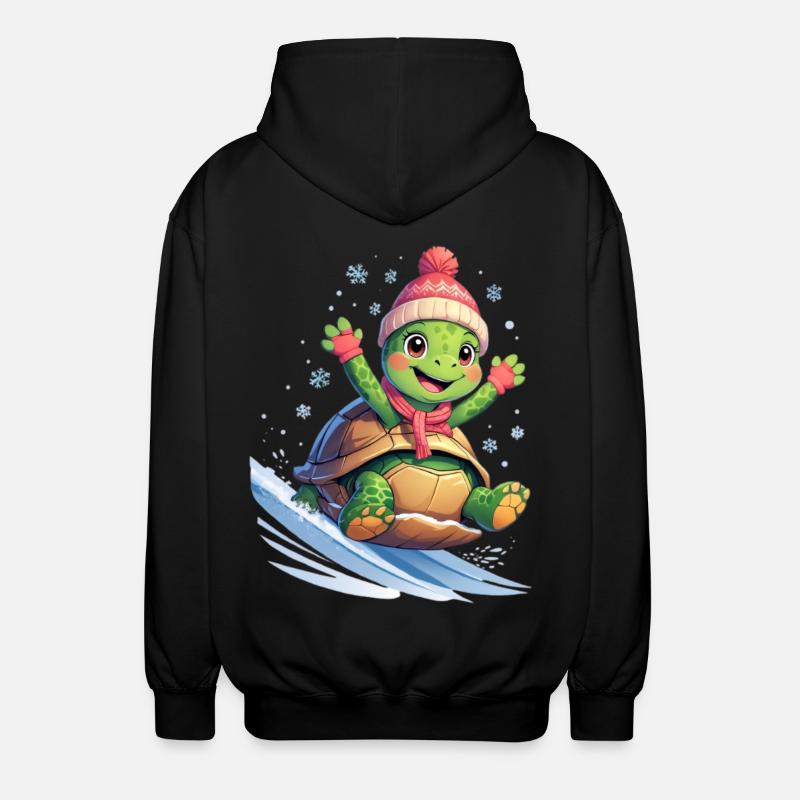 Winterwelle Surfturtle - Unisex Kapuzenjacke - Schwarz