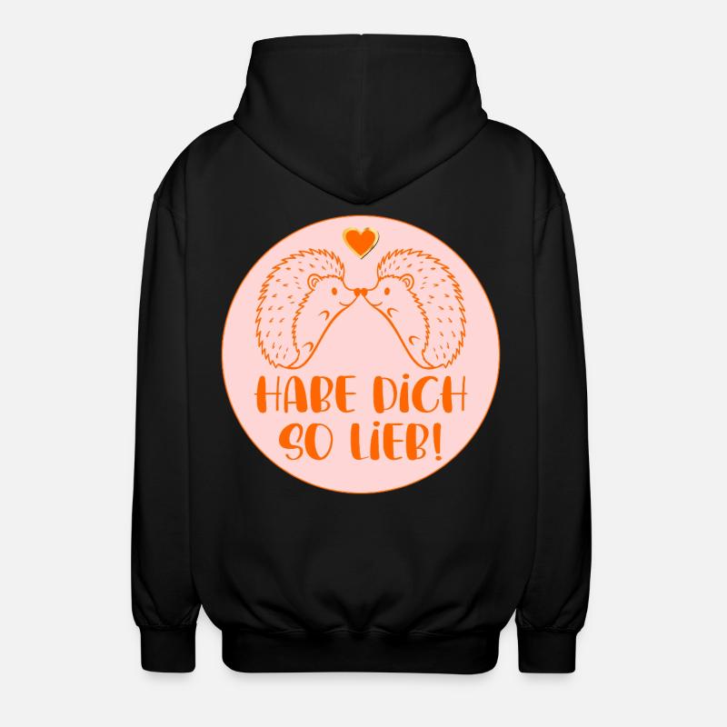 Igel - Habe Dich so lieb - Unisex Kapuzenjacke - Schwarz
