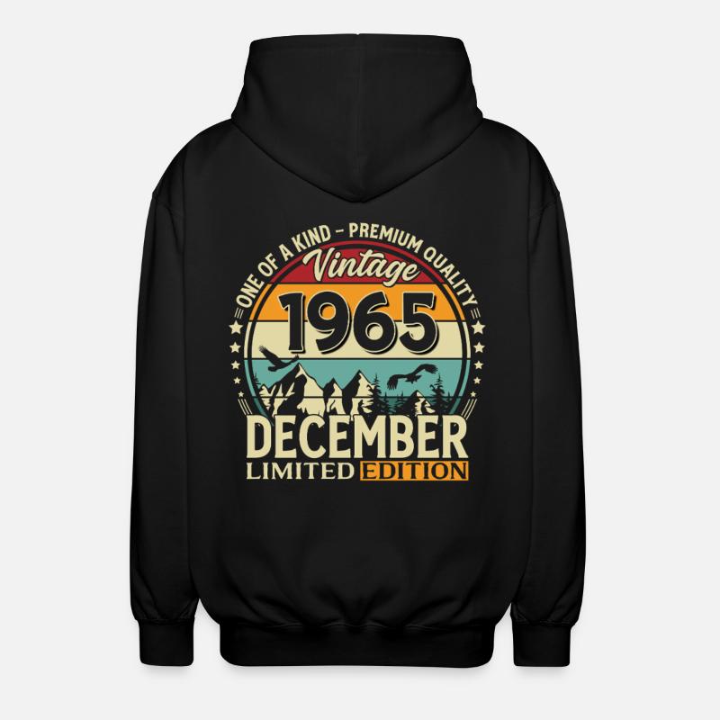 60e anniversaire Millésime décembre 1965 - Veste à capuche unisexe - noir
