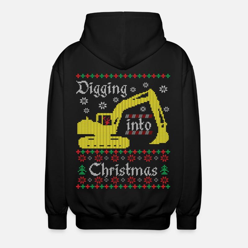 Digging into Ugly Christmas Bagger Bauarbeiter - Unisex Kapuzenjacke - Schwarz