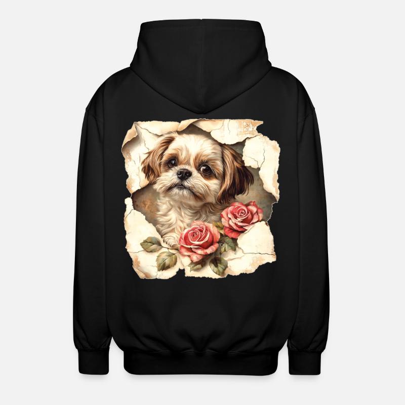 Fleurs Shih Tzu - Veste à capuche unisexe - noir