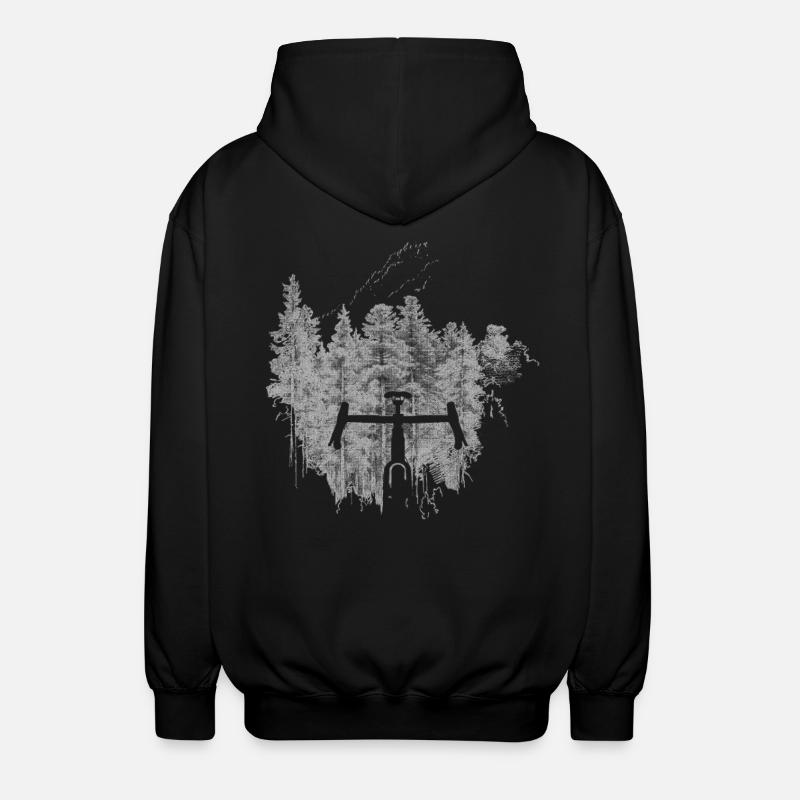 Vélo silhouette en forêt - Veste à capuche unisexe - noir