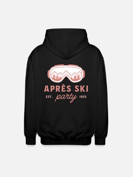 Apres skifest, ski, ski, piger aften, pink æstetik - Unisex hættejakke. - sort