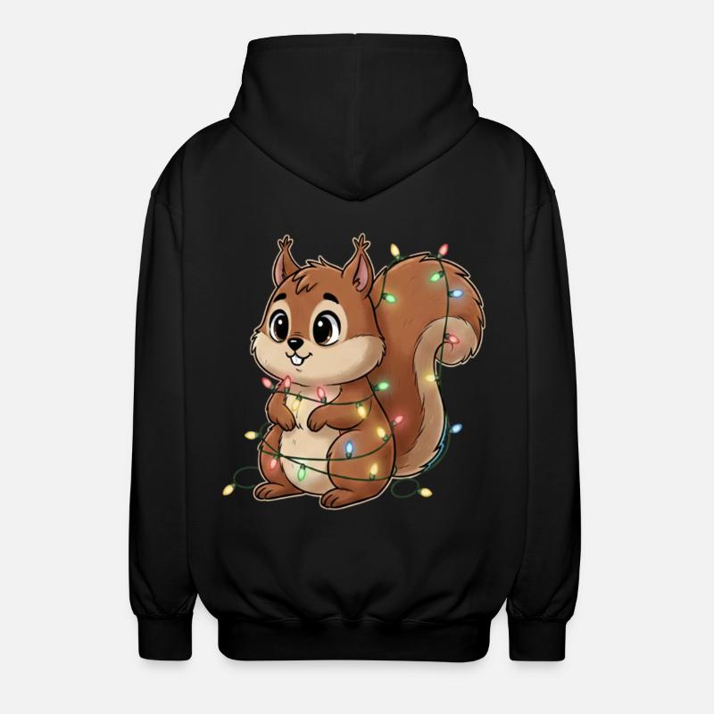 Lichterbehängtes Eichhörnchen - Unisex Kapuzenjacke - Schwarz