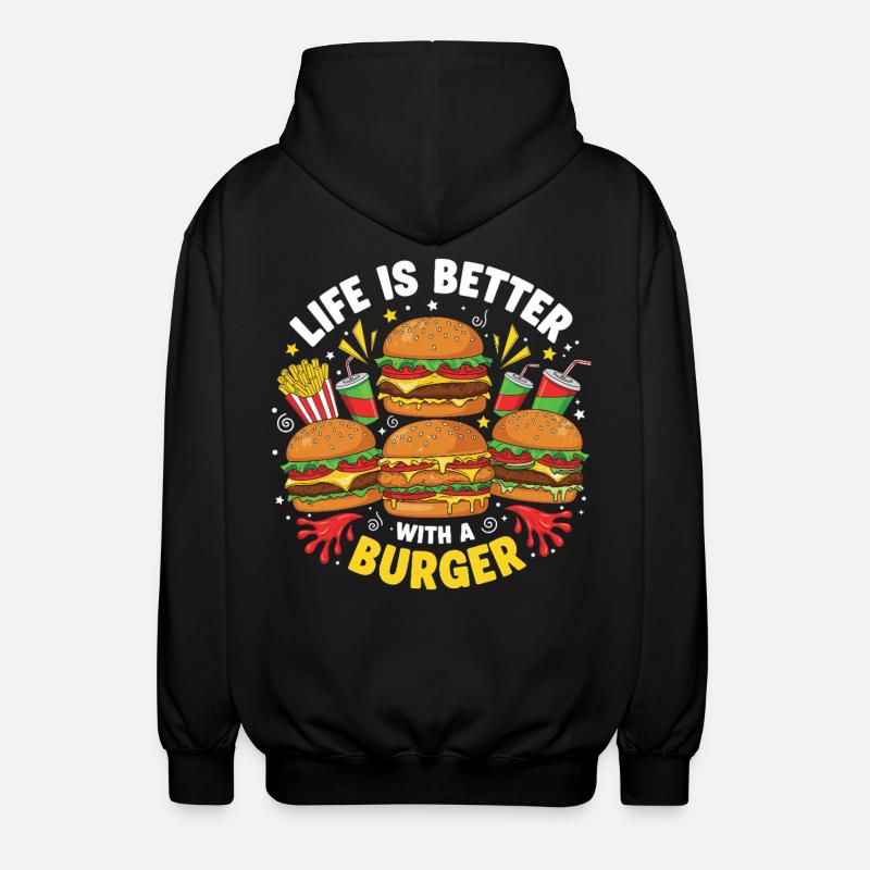 Burger Hamburger - Unisex Kapuzenjacke - Schwarz