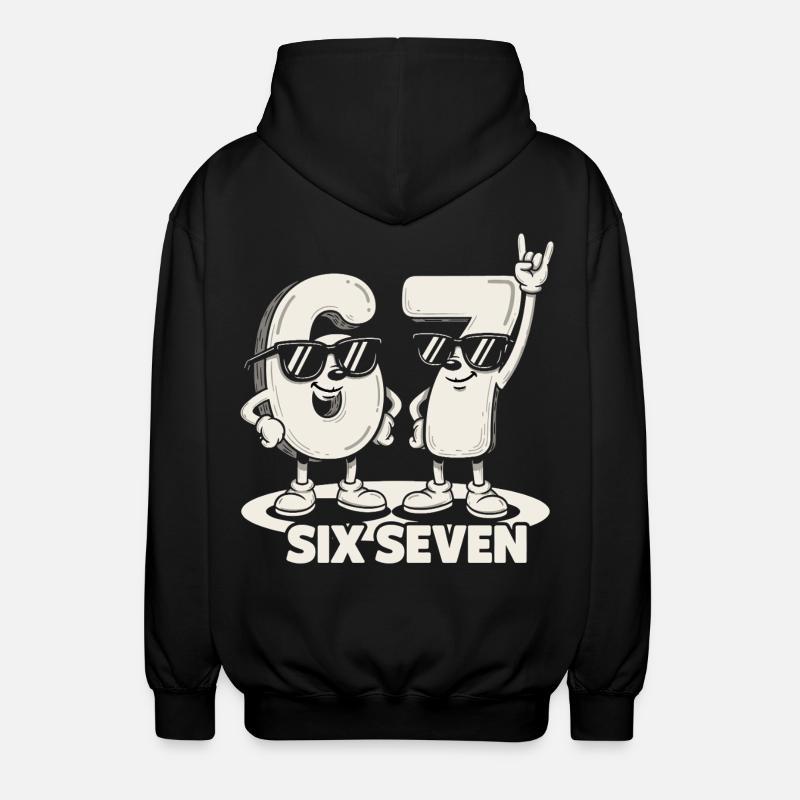 67 Six Seven meme 6 7 - Retro rockmusikk gave - Unisex-hettejakke - svart
