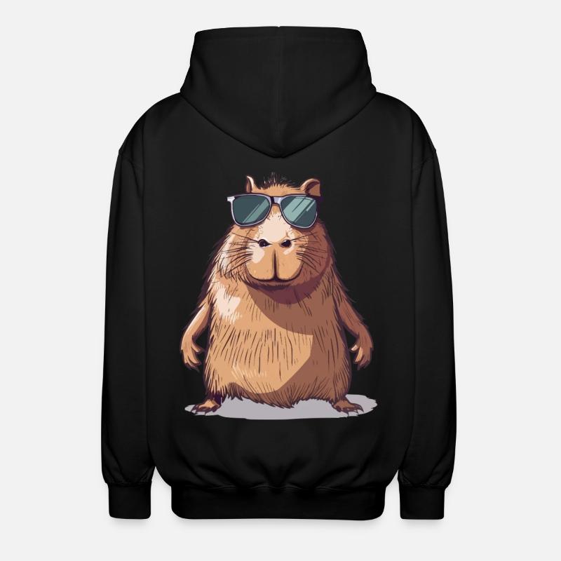 Lässiges Capybara mit Sonnenbrille Comic - Unisex Kapuzenjacke - Schwarz