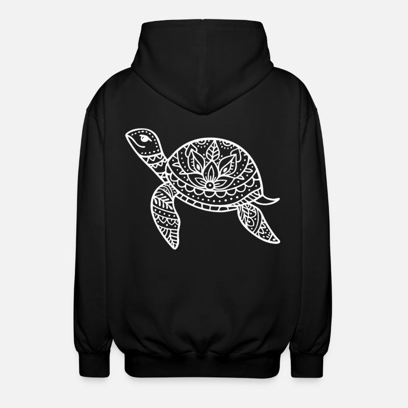 Boho Schildkröte mit Musterpanzer - Unisex Kapuzenjacke - Schwarz