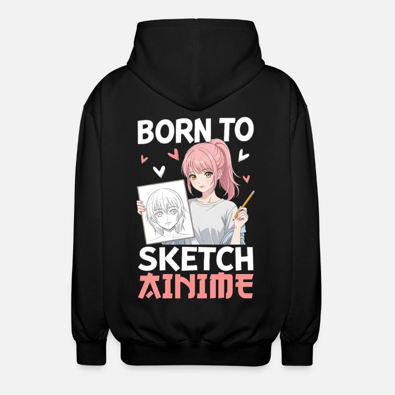 Né pour dessiner des animes - Veste à capuche unisexe - noir
