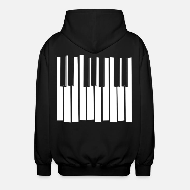 Piano Keyboard Strip Pattern - Unisex Hooded Jacket - black