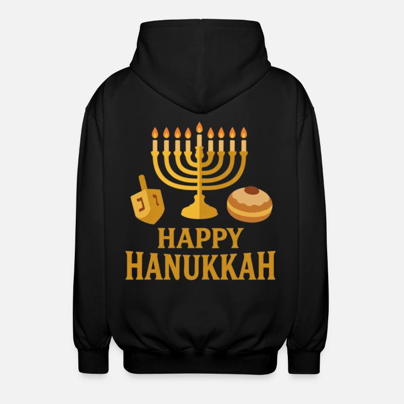 Menorah d’or : Joyeux Hanoukka - Veste à capuche unisexe - noir