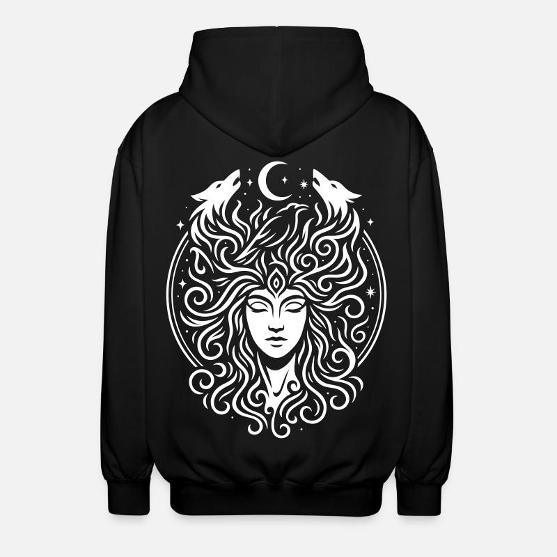 Rauhnächte Lichtpercht avec Direwolves & Moon - Veste à capuche unisexe - noir