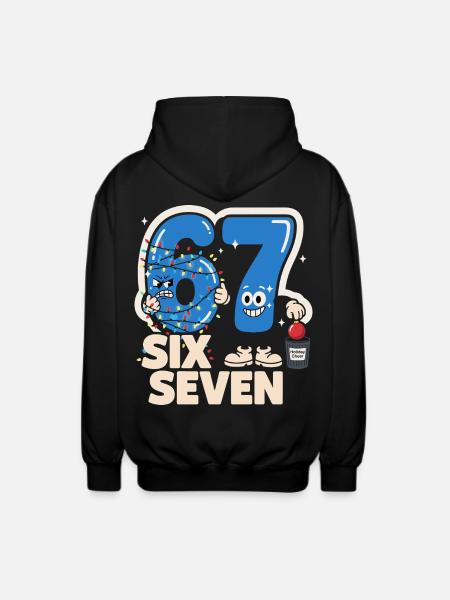 67 Six Seven Anti-jul Sjov Italiensk B - Unisex hættejakke. - sort