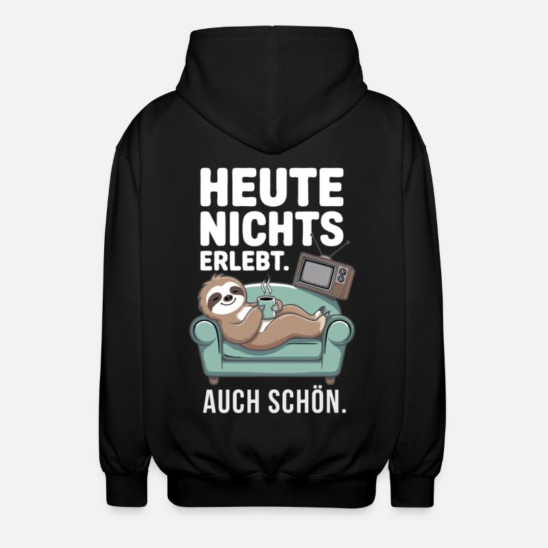 Sloth Motif – Nothing Experienced Today - Unisex Hooded Jacket - black