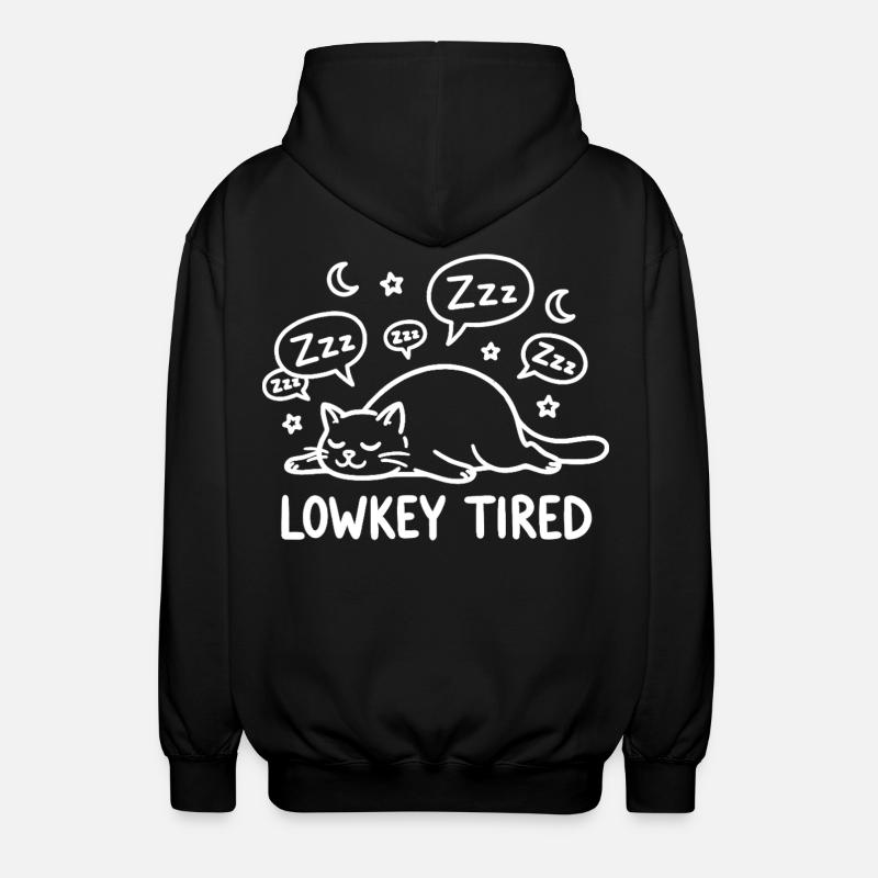 Lowkey Tired Sleeping Cat - Unisex Hooded Jacket - black