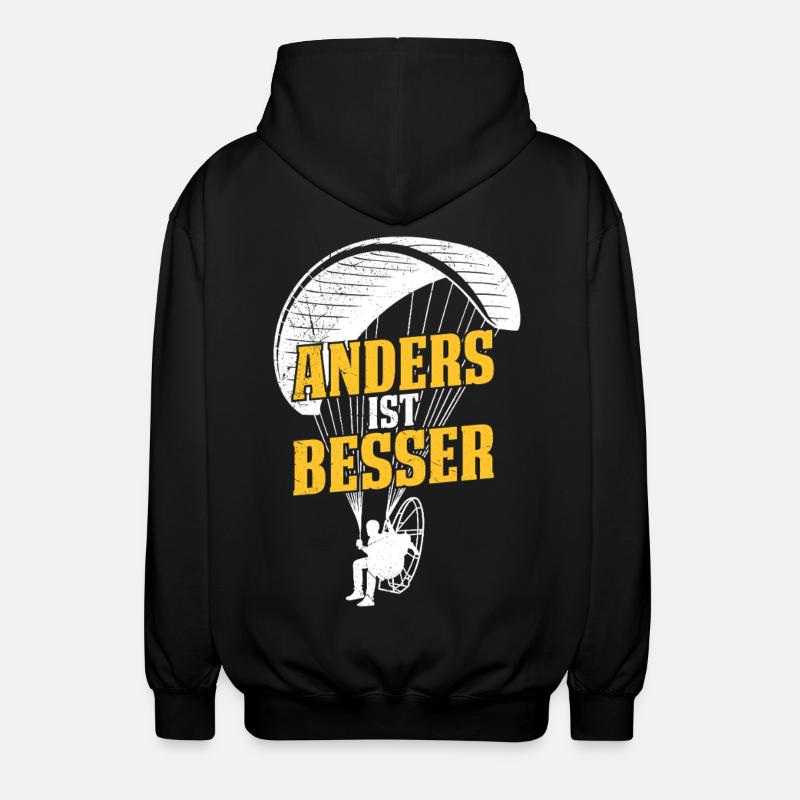 Paraglider DIFFERENT IS BETTER Fun - Unisex Hooded Jacket - black
