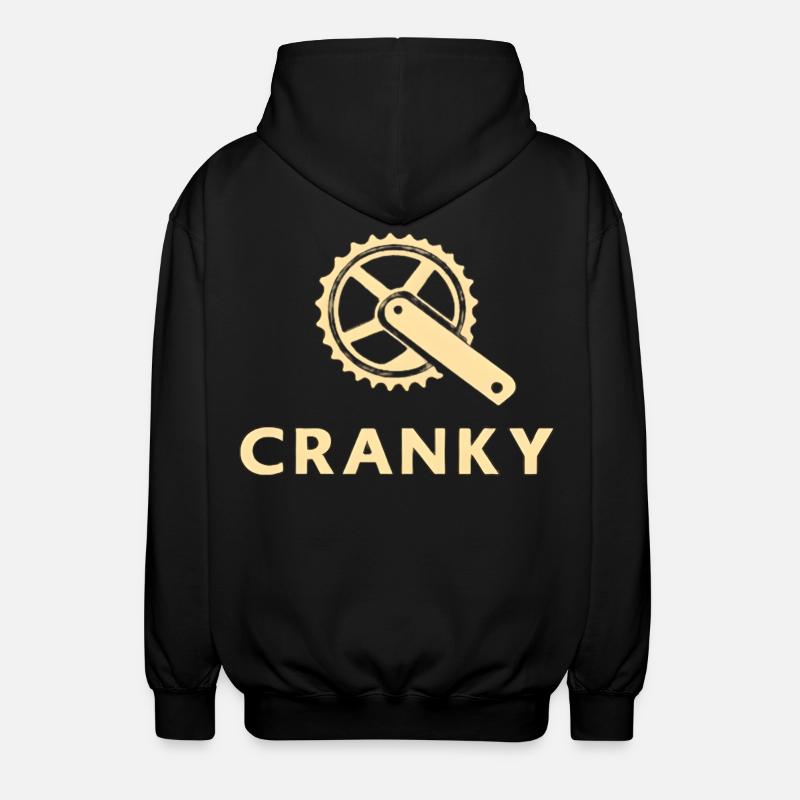Grumpy Cranky Bicycle Crank Motif - Unisex Hooded Jacket - black