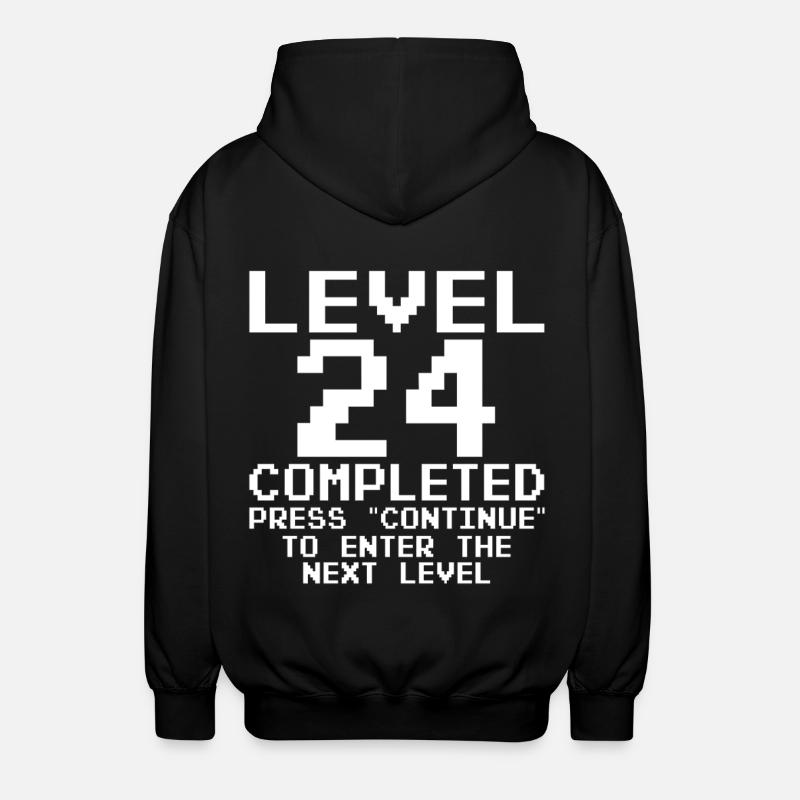 Level 24 Completed – Pixel Retro - Unisex Hooded Jacket - black