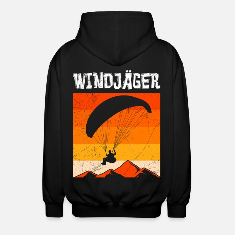 Gleitschirmflieger WINDJÄGER Lustiges - Unisex Kapuzenjacke - Schwarz