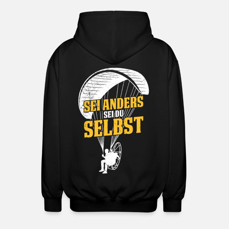 Paraglider BE DIFFERENT, BE YOURSELF Fun - Unisex Hooded Jacket - black